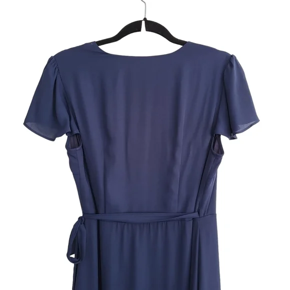 Show Me Your MuMu Noelle Wrap Maxi Dress Navy Flutter Sleeve V-Neck Small - Picture 7 of 10